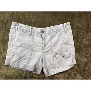 Anthropologie Paper Boy Shorts Womens 4 Linen Purple Chino Cuffed Casual